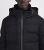 Yves Salomon Navy Wool-Silk Green Storm System Mink-Trim Puffer Jacket