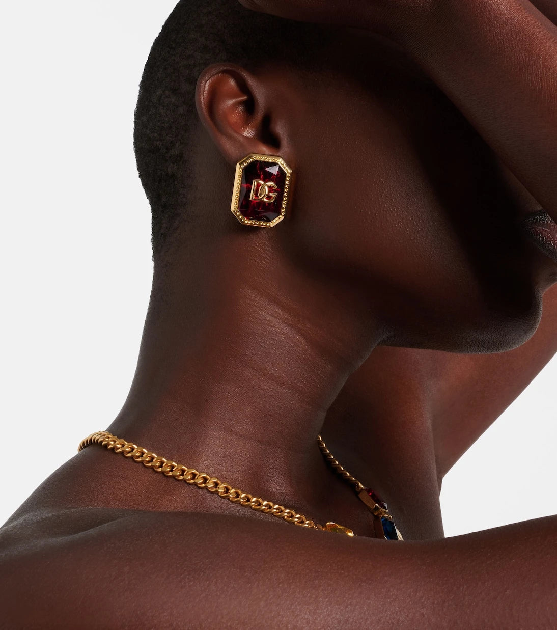 Dolce&Gabbana - DG embellished clip-on earrings