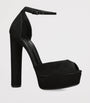 Casadei Black Suede Flora Platform Heels 140