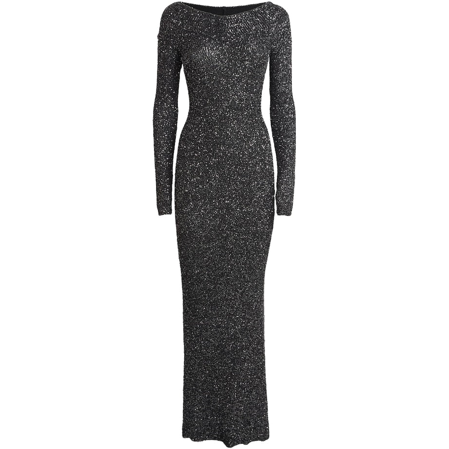 Black Sequin Off-The-Shoulder Gown