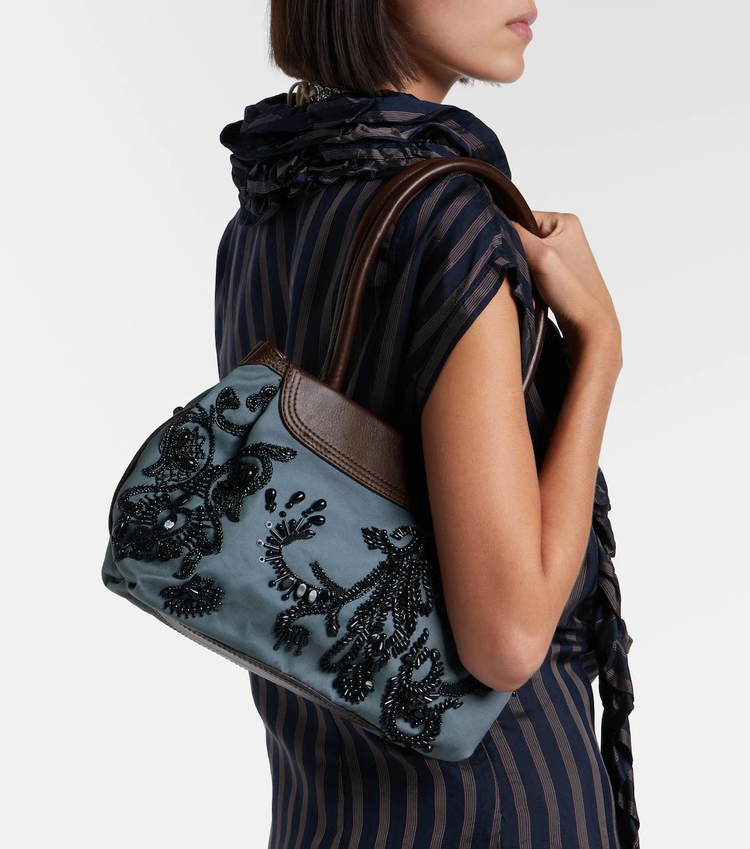 Dries Van Noten - Embellished twill shoulder bag
