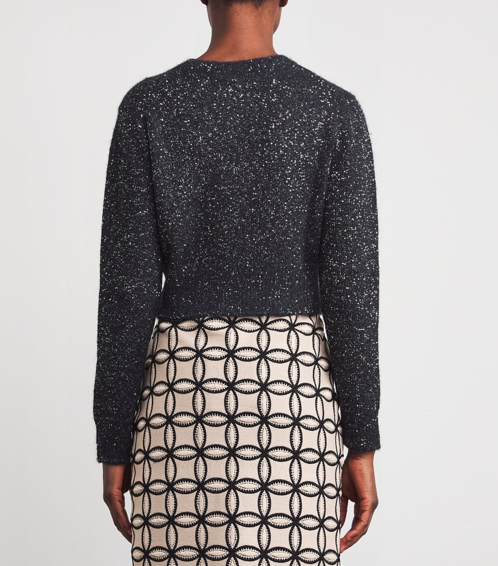 Erdem Black Wool-Blend Sequin Cardigan