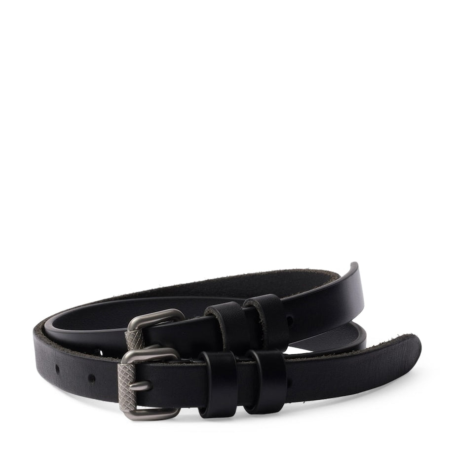 Prada Black Leather Double-Buckle Belt