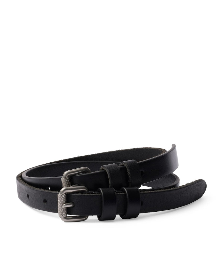 Prada Black Leather Double-Buckle Belt
