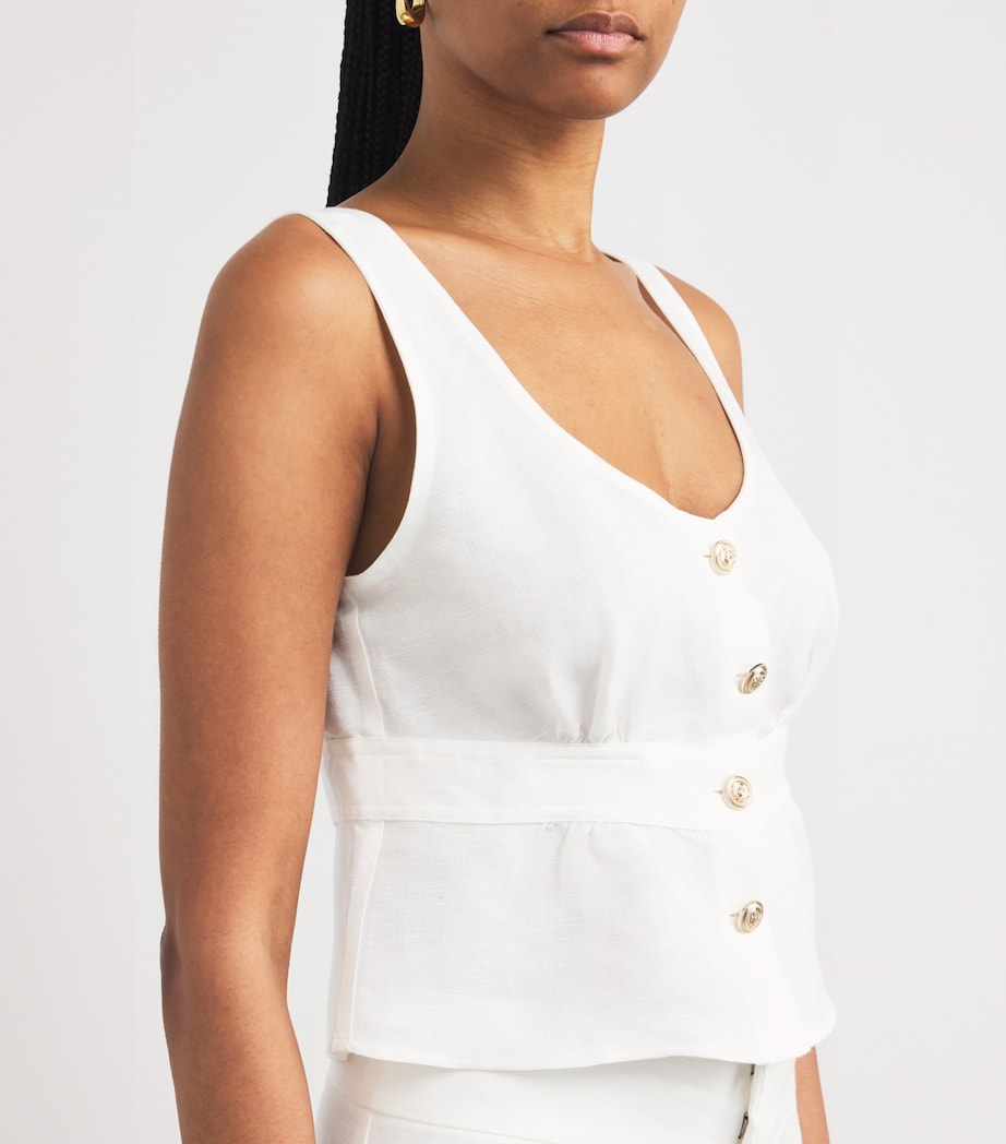 White Linen-Blend Caine Top