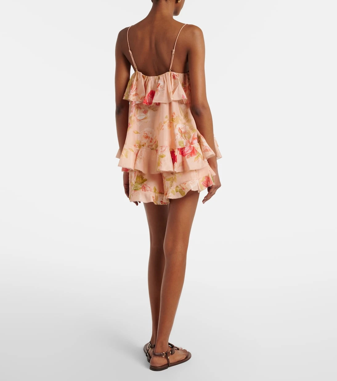 Zimmermann - Roselight floral ruffled silk shorts