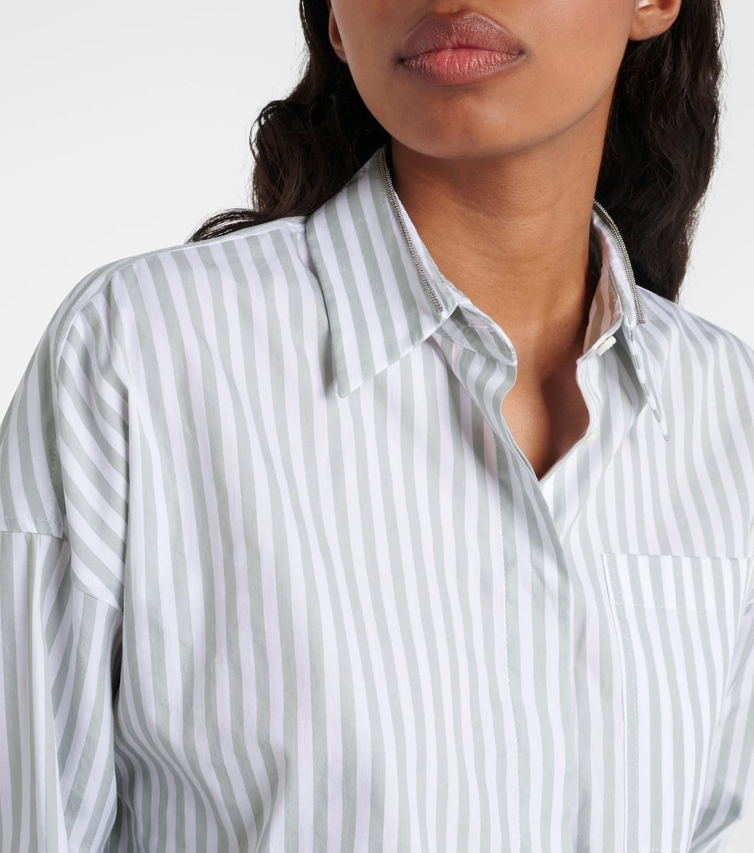 Brunello Cucinelli - Striped cotton and silk poplin shirt