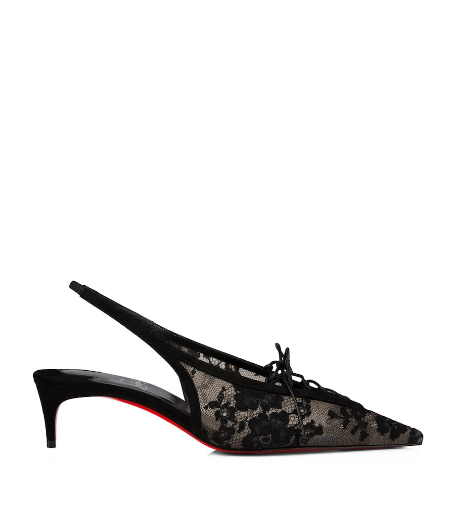 Christian Louboutin Red KM Lace Sling Slingback Pumps 45