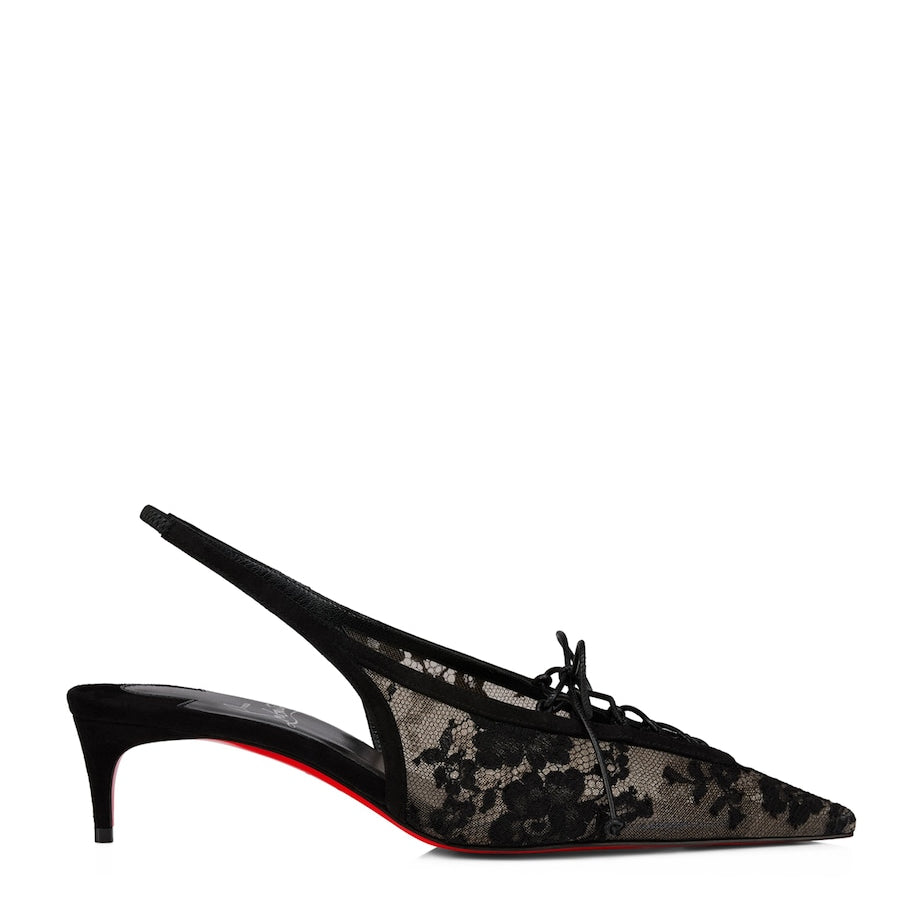 Christian Louboutin Red KM Lace Sling Slingback Pumps 45