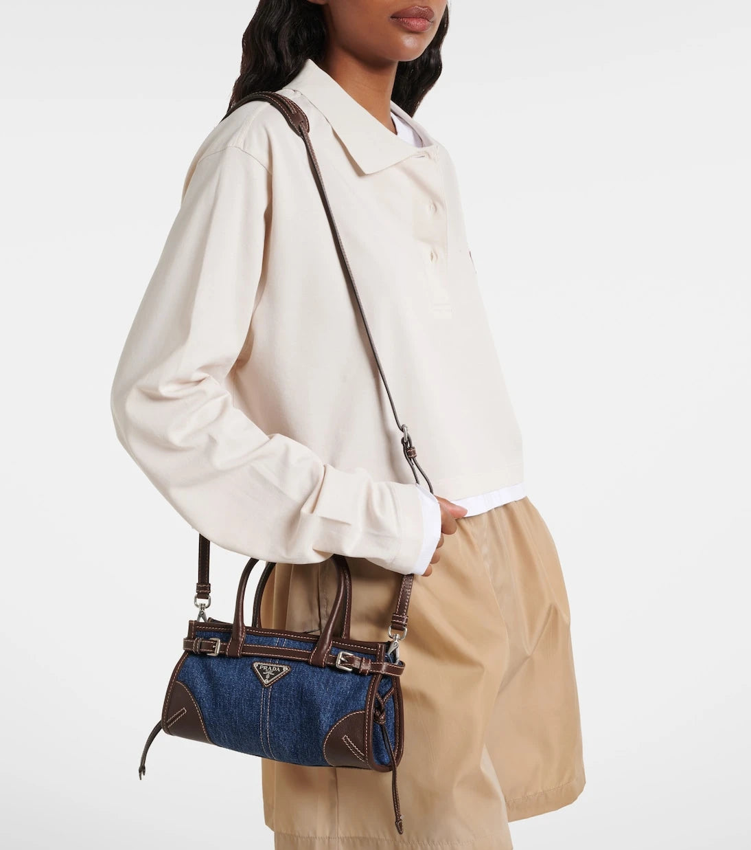 Prada - Prada Bonnie Small denim top-handle bag