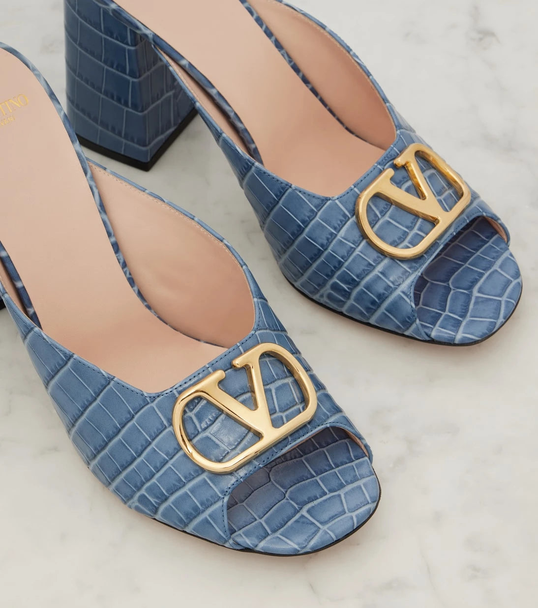 Valentino Garavani - VLogo croc-effect leather mules
