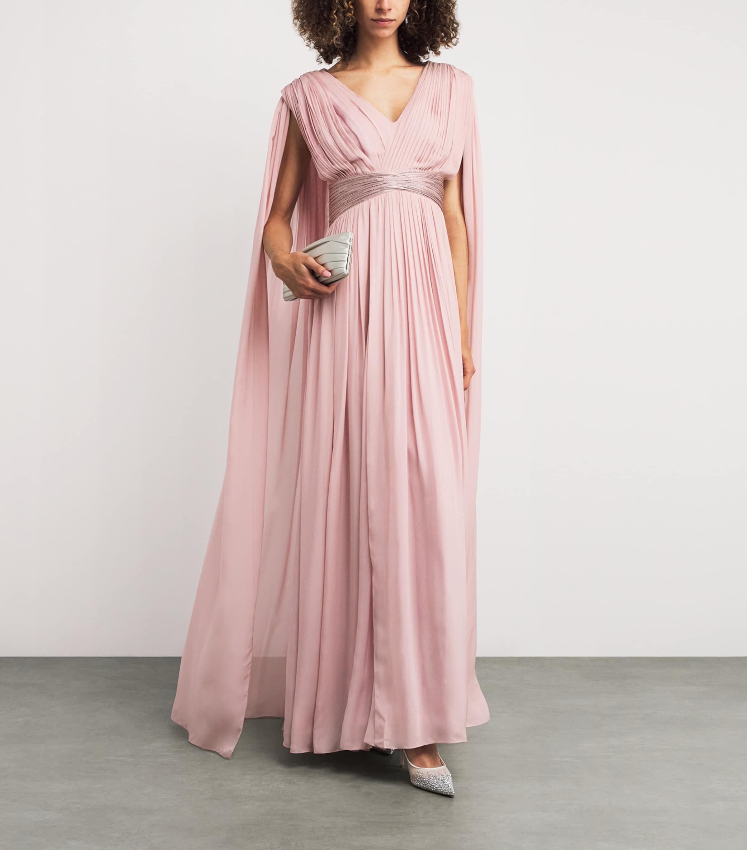 Gaurav Gupta Pink Silk Chiffon Cape Roz Gown