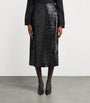 Emilia Wickstead Black Sequinned Kanji Midi Skirt