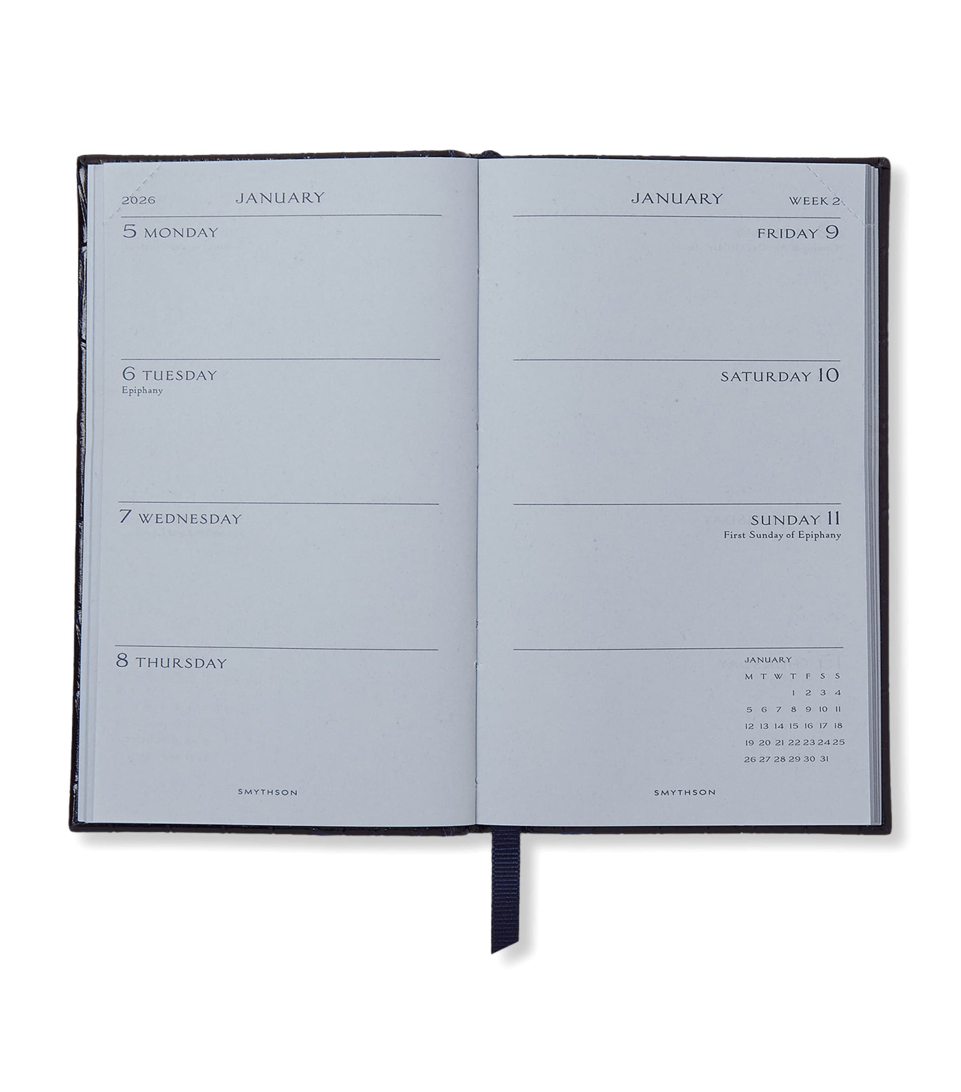 Mara Leather Croc-Embossed Panama 2026 Pocket Diary