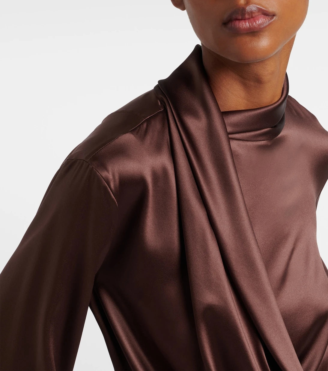 Brunello Cucinelli - Draped silk-blend satin blouse