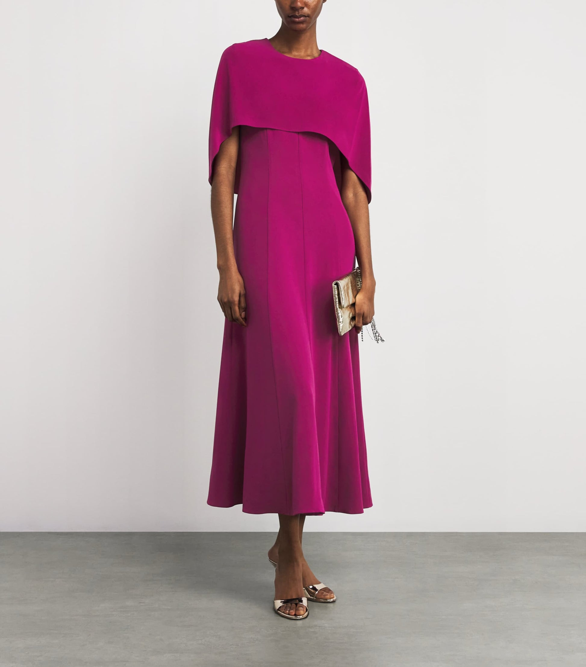 Roland Mouret Pink Satin Crepe Midi Dress