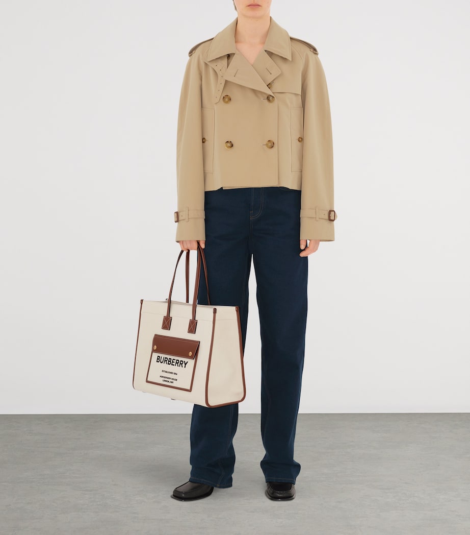 Burberry Beige Medium Canvas Freya Tote Bag