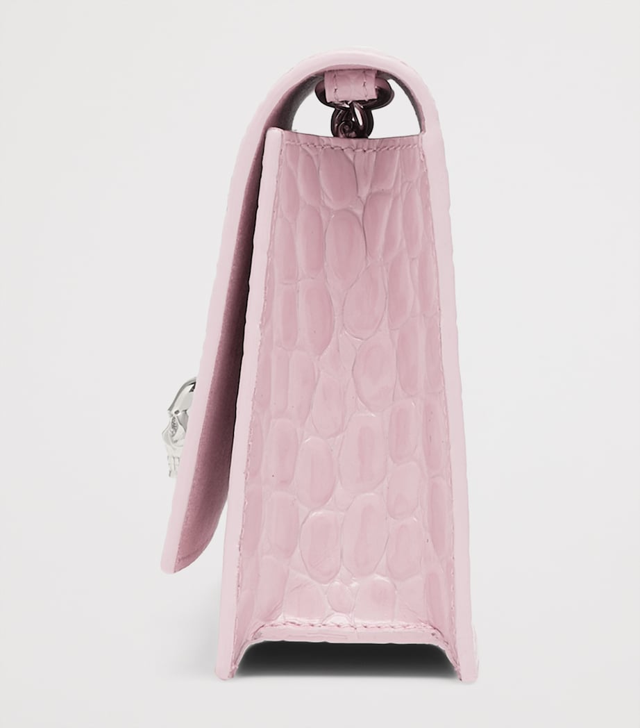 Small Croc-Embossed Skull Cross-Body Bag