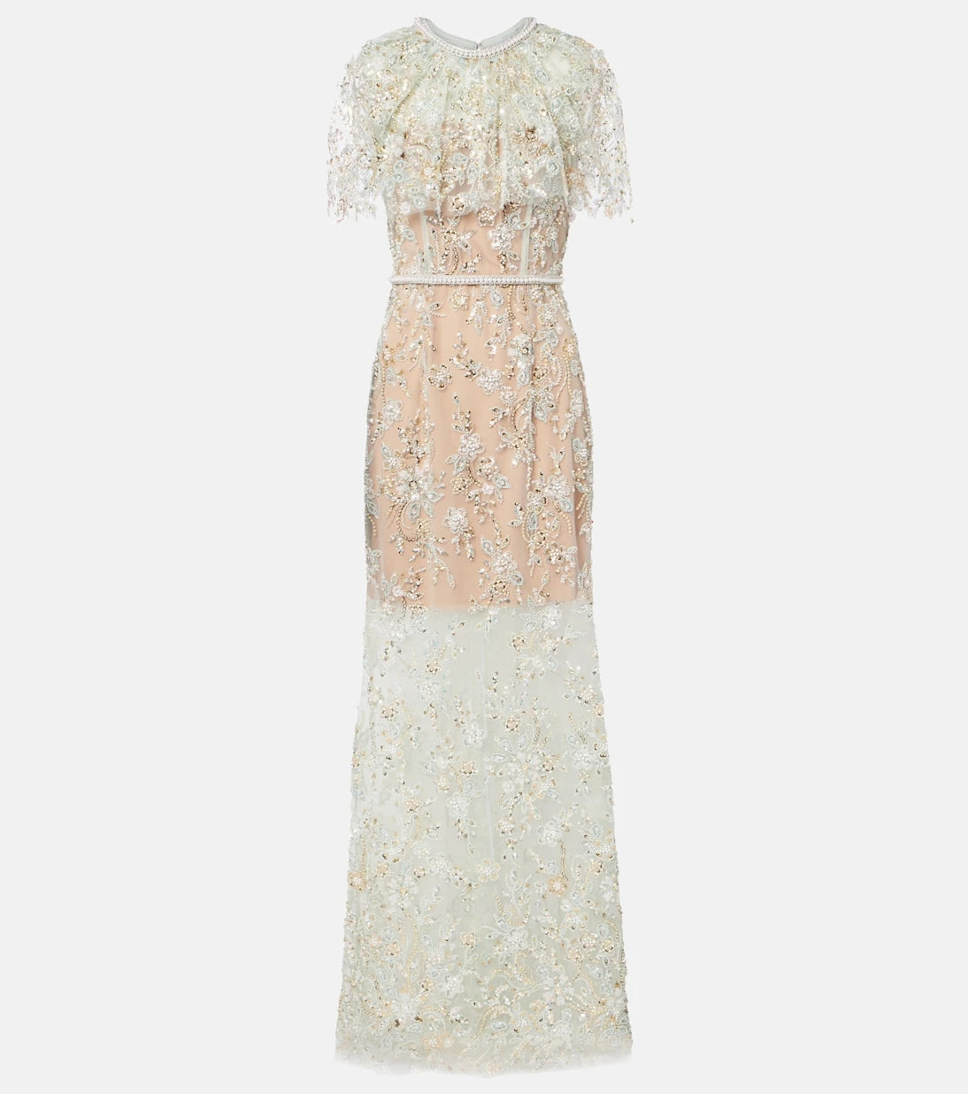 Self-Portrait - Embellished caped maxi dress