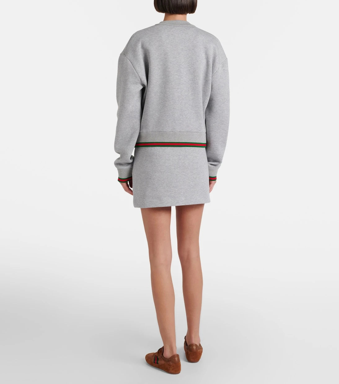 Gucci - تنورة قصيرة من قماش الجيرسيه المخلوط بالقطن بنمط Web Stripe
