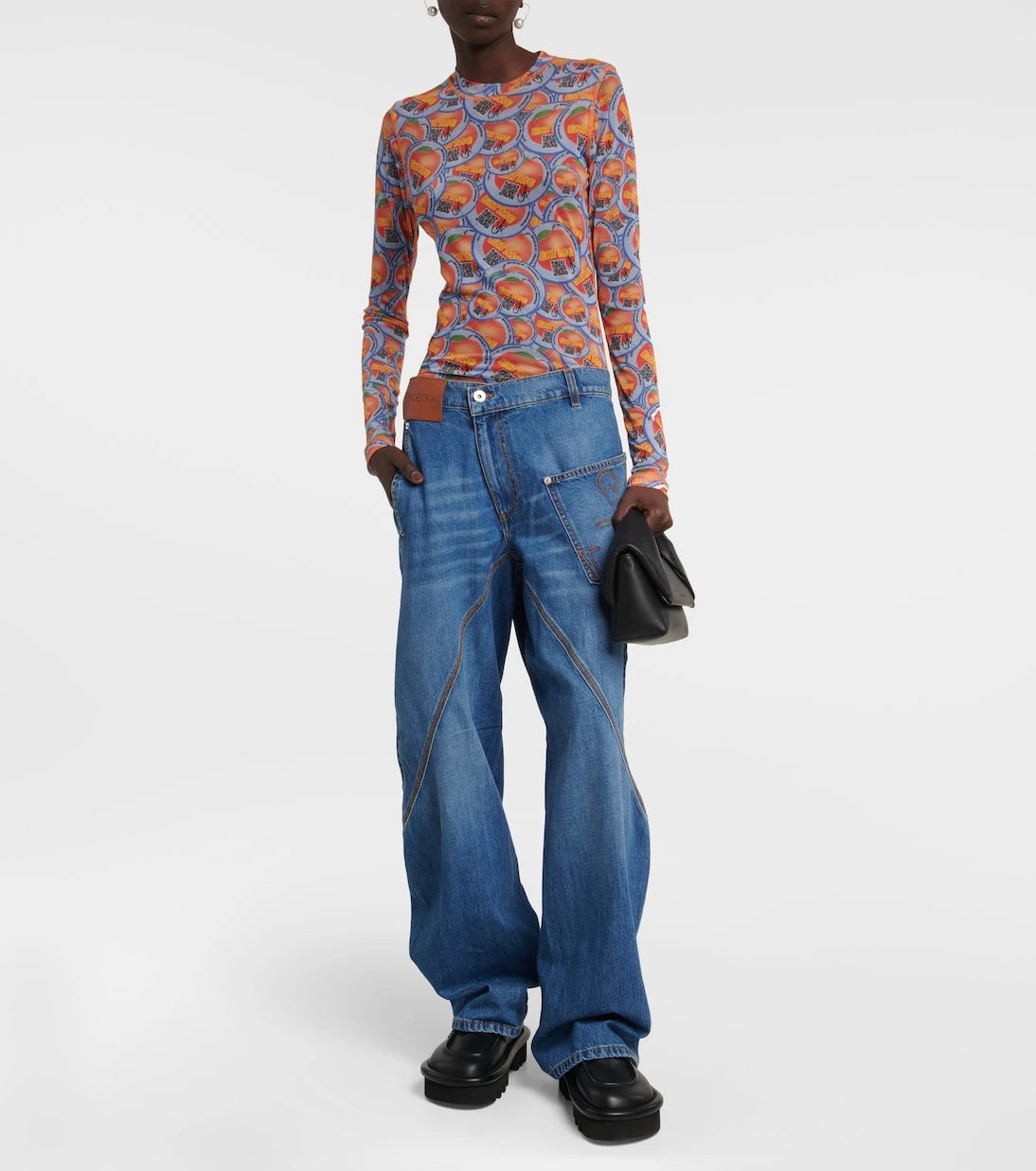 JW Anderson - Twisted embroidered wide-leg jeans