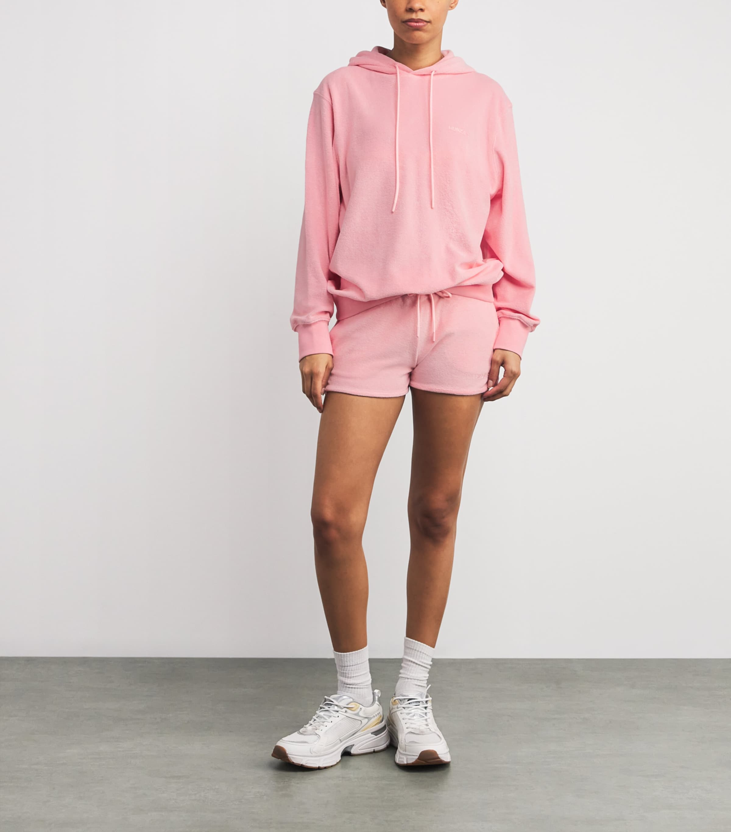 Pink Cotton Terry Towelling Hoodie