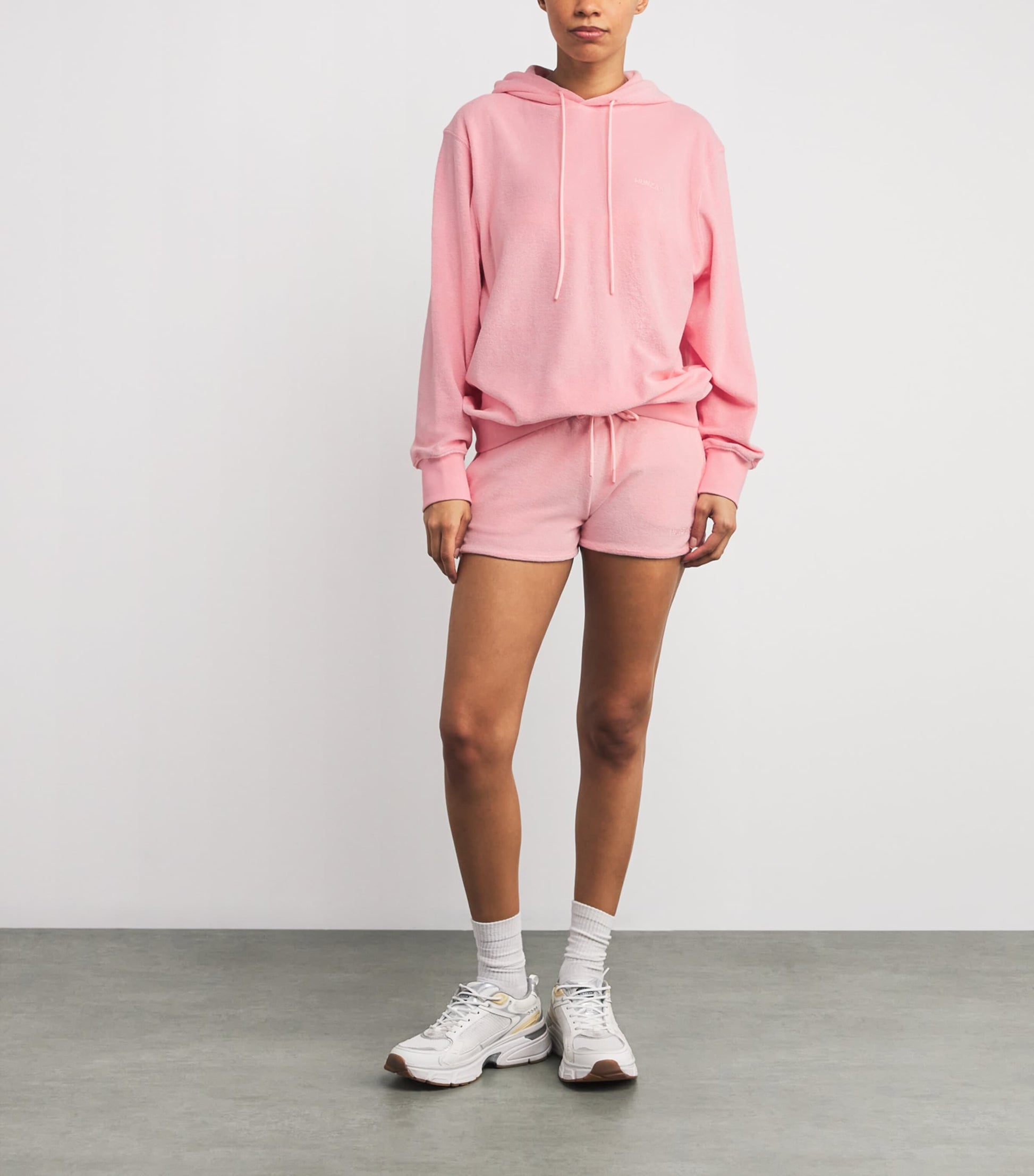 Pink Cotton Terry Towelling Hoodie