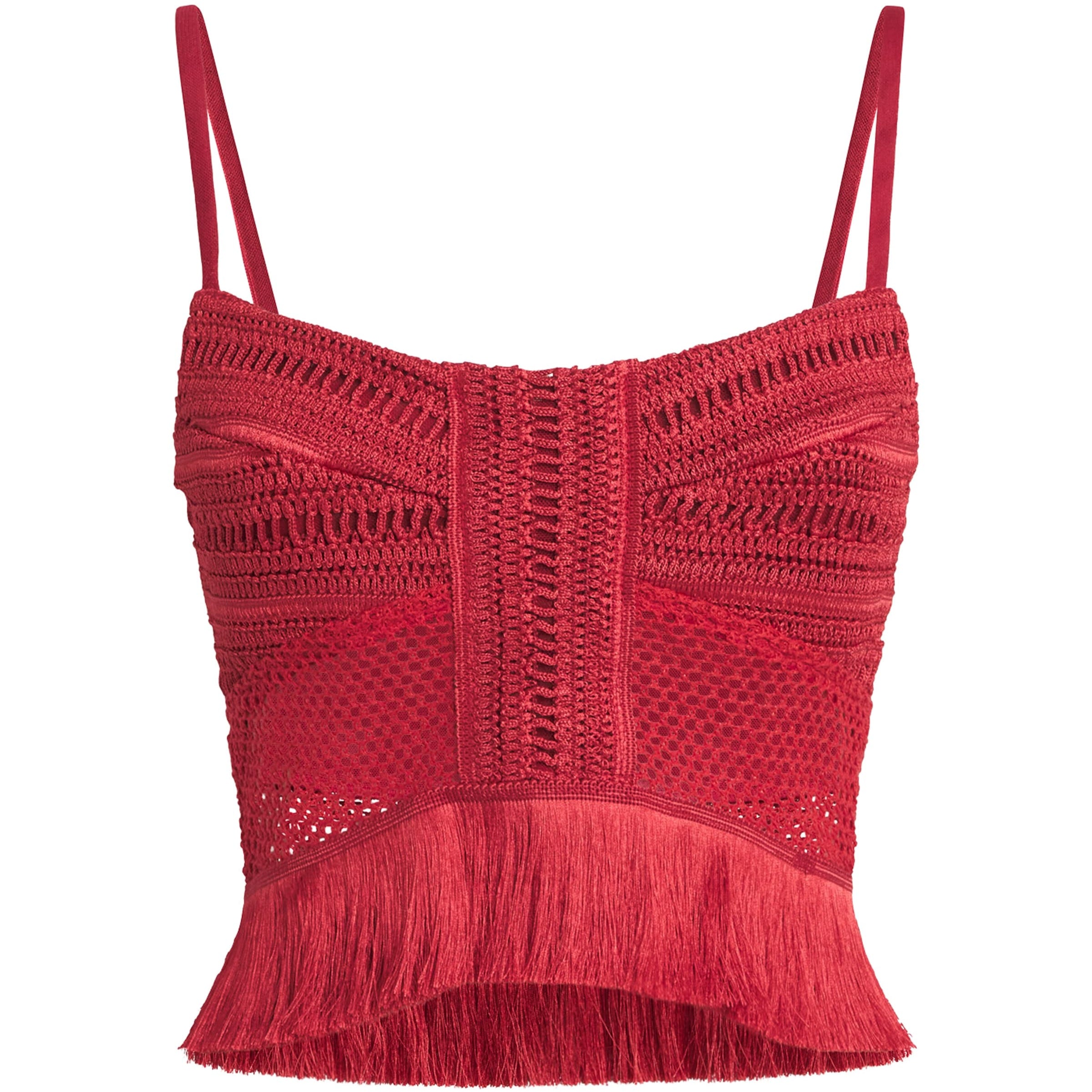 Red Fringed Radiant Crop Top