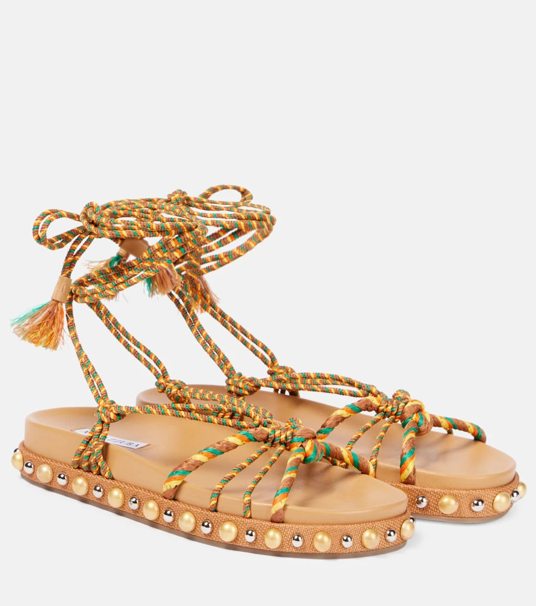 Aquazzura - Tropical Rope embellished raffia sandals