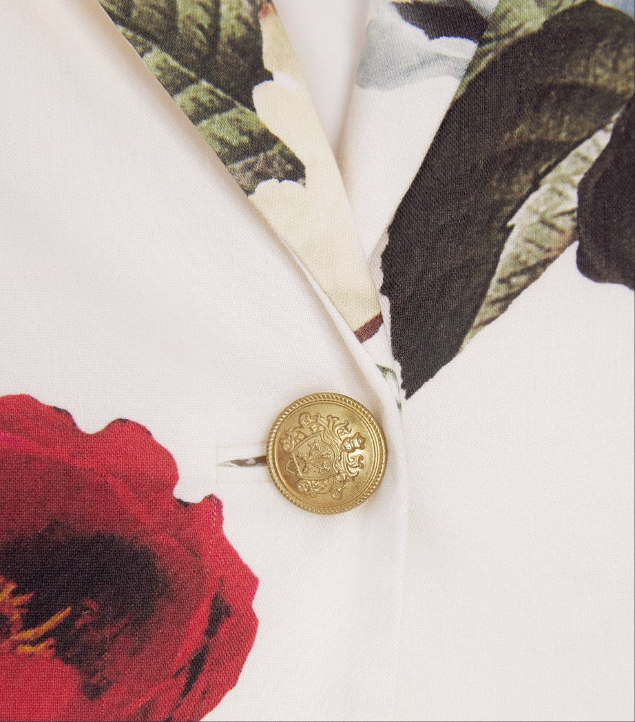 Linen-Blend Floral Breann Blazer