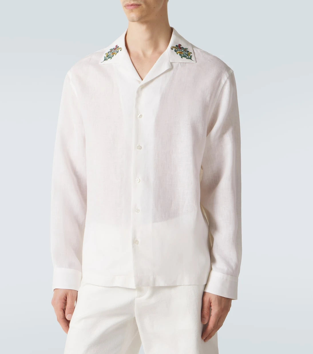 Etro - Paisley embroidered linen shirt