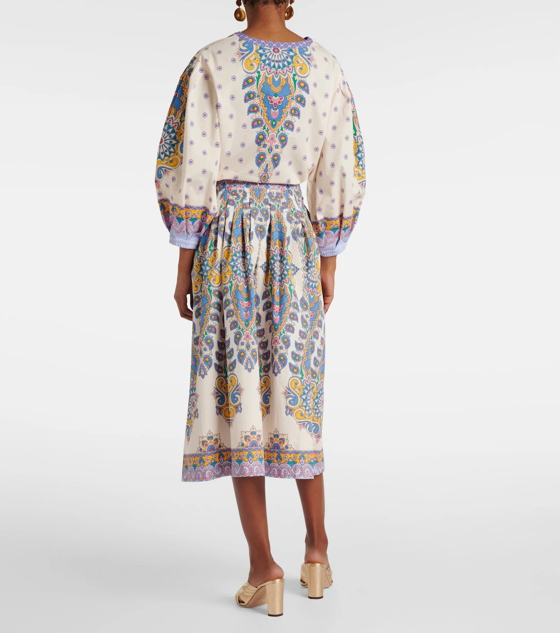 Etro - تنورة ميدي بيزلي قطن