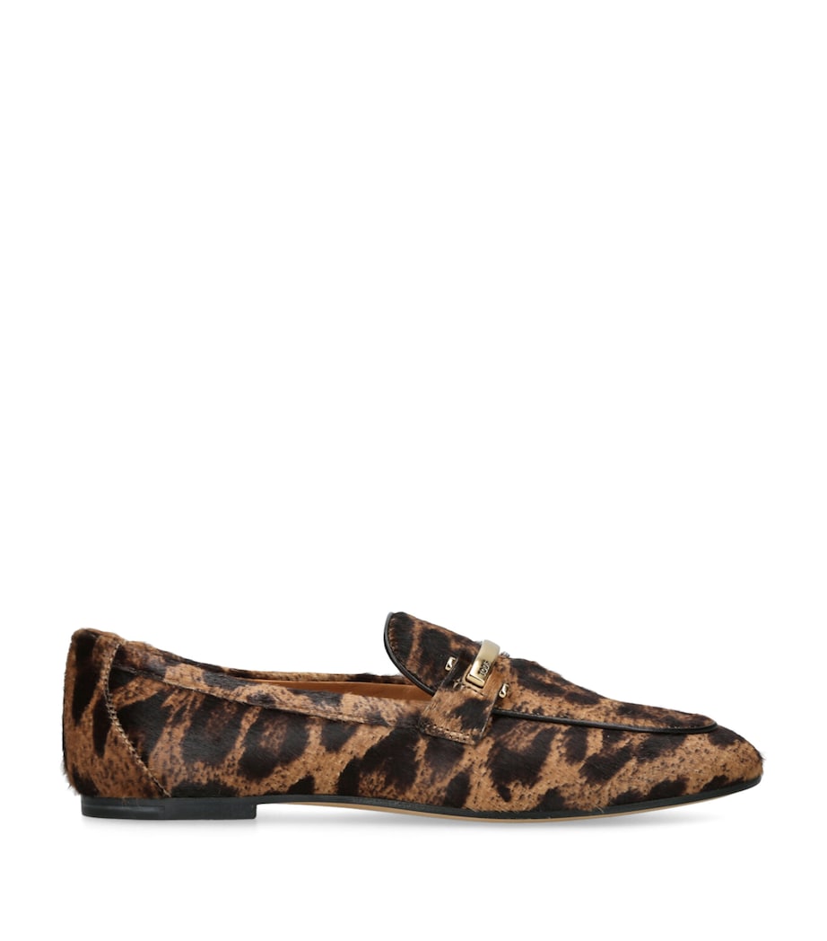 Tod's Brown Ponyhair Leopard Baretta Moccasins