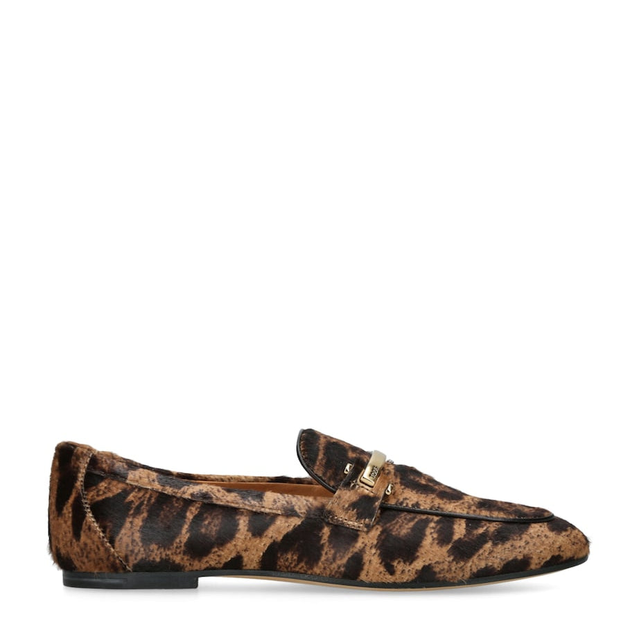 Tod's Brown Ponyhair Leopard Baretta Moccasins