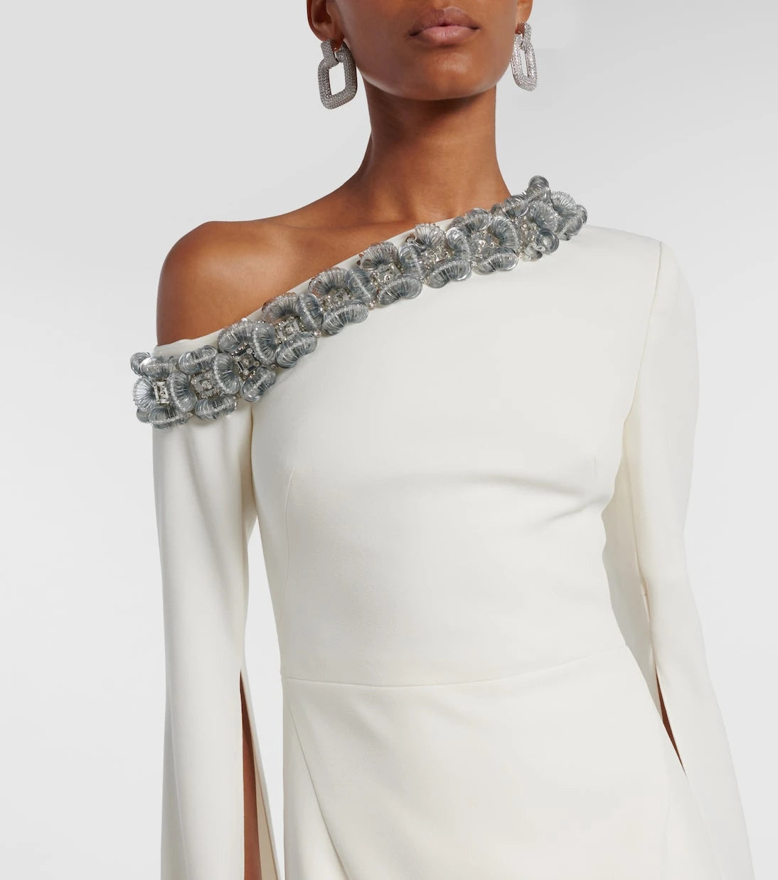 Safiyaa - Rinna floral-appliqué one-shoulder gown