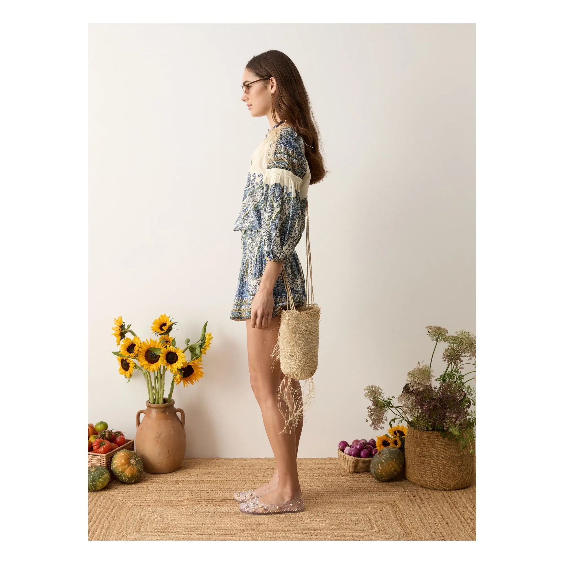 Boteh - Arcadia Cotton Smocked Blouse | Lapis-lazuli