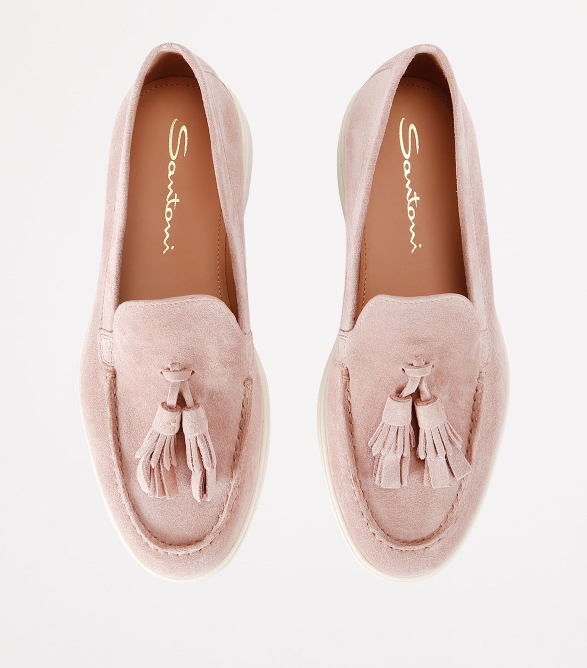 Santoni Pink Suede Feudal Loafers