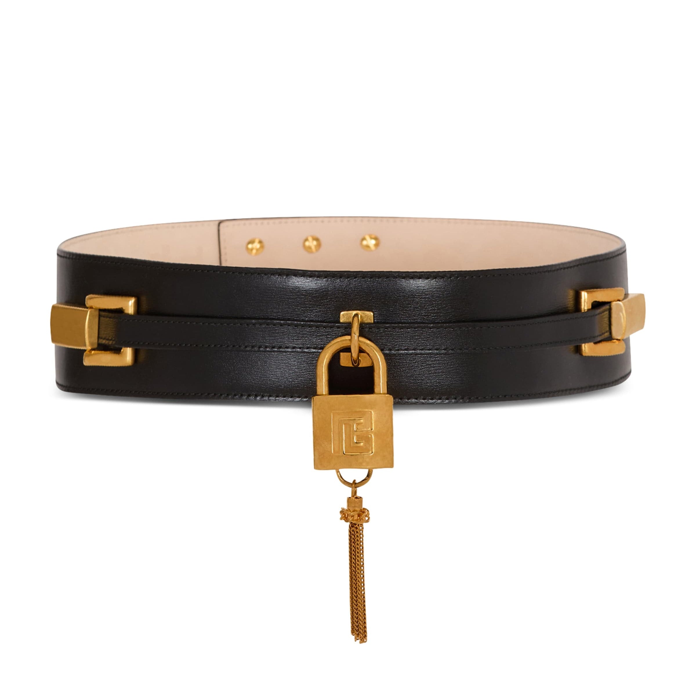Balmain Black Leather Sync Belt