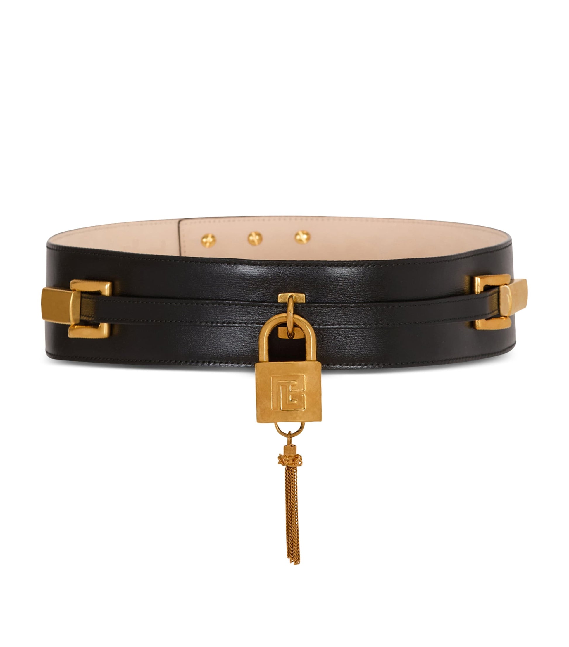 Balmain Black Leather Sync Belt