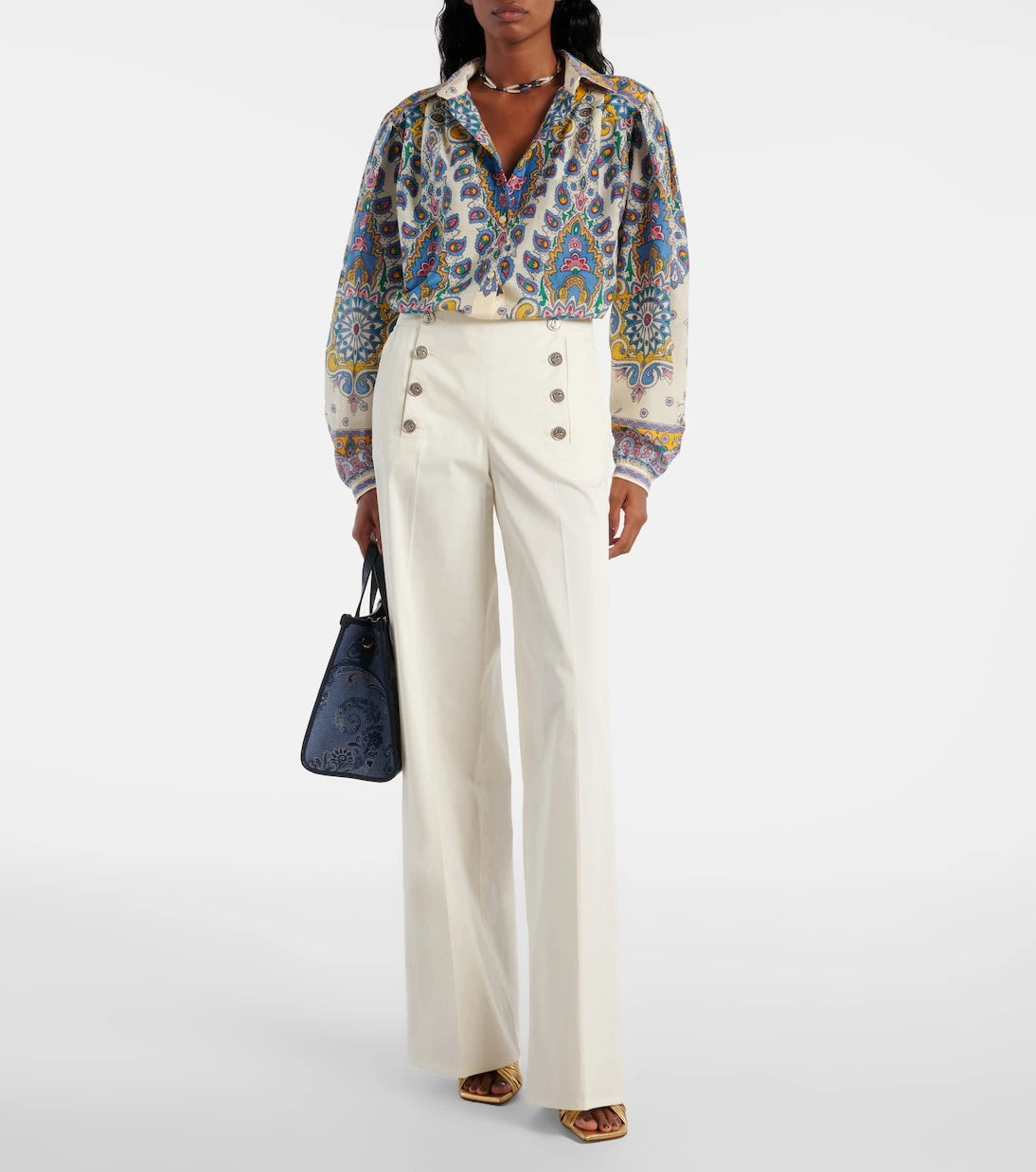 Etro - Pamuk karışımı geniş paça pantolon