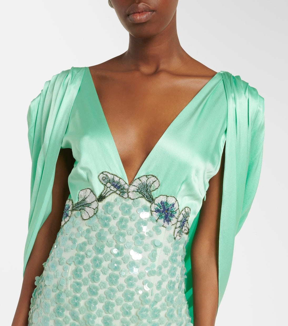 Là Fuori - Sequined caped open-back gown