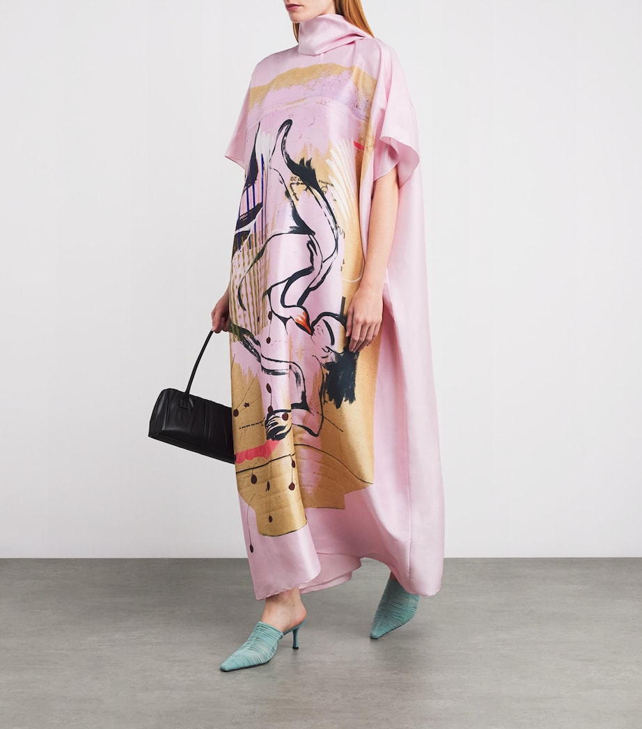 Pink Silk Oshsone Midi Dress