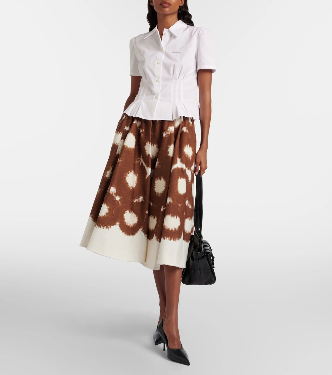 Prada - Printed cotton canvas midi skirt