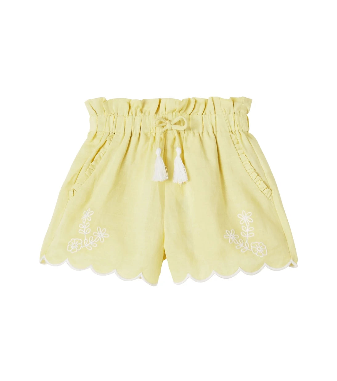 C'era Una Volta - Embroidered ramie shorts
