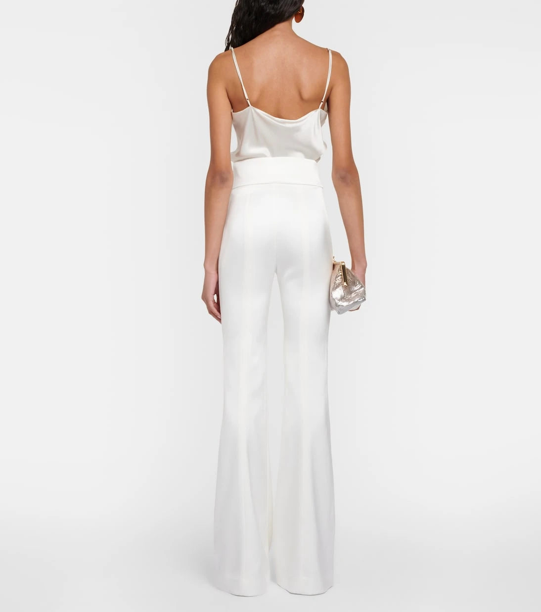 Galvan - Bridal Sculpted satin flared pants