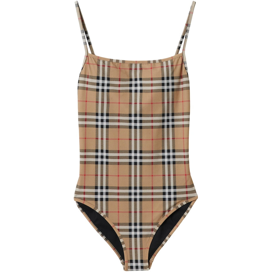 Beige Check Swimsuit