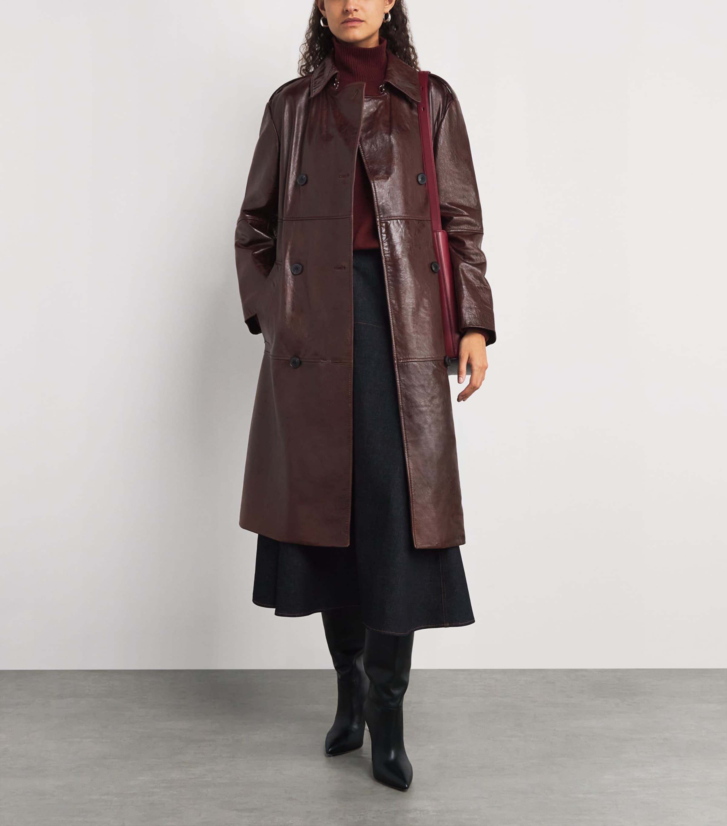 MAX&Co. Brown Leather Trench Coat