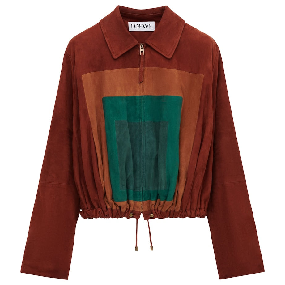 LOEWE Brown Suede Balloon Shirt Jacket