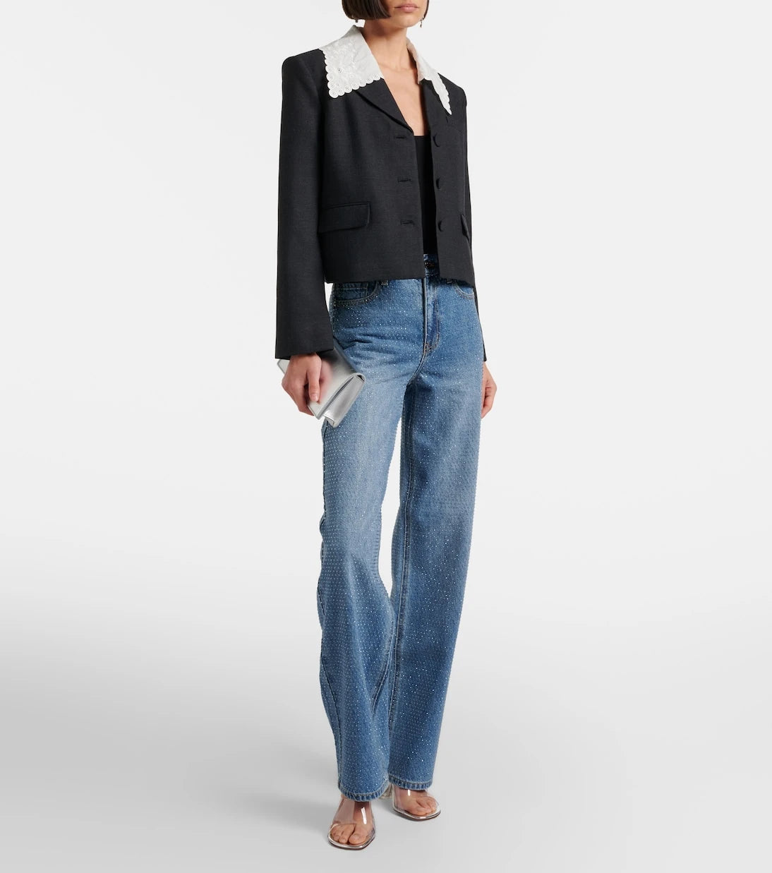 Self-Portrait - Broderie anglaise cropped jacket
