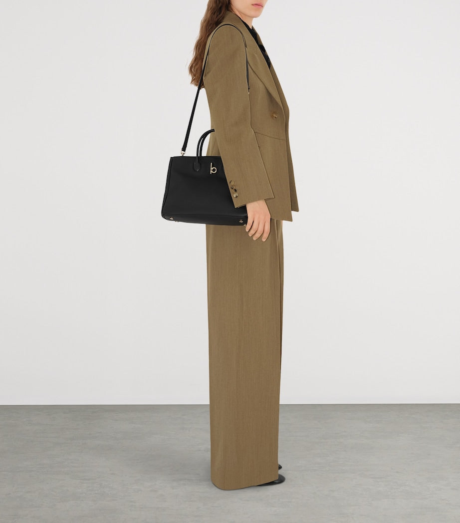 Burberry Black Small Calf Leather Rocking Horse Tote Bag